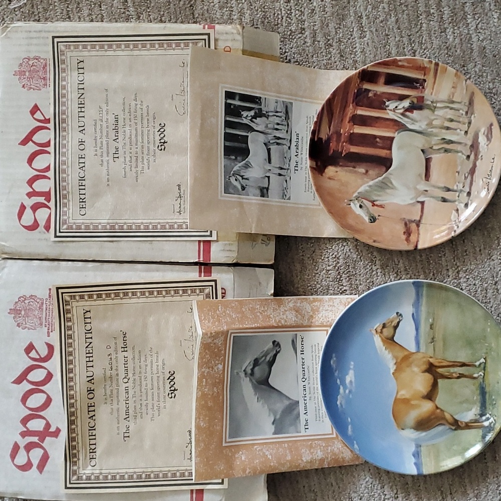 Spode The Noble Horse set of 2 Collector plates Limited Editions EUC